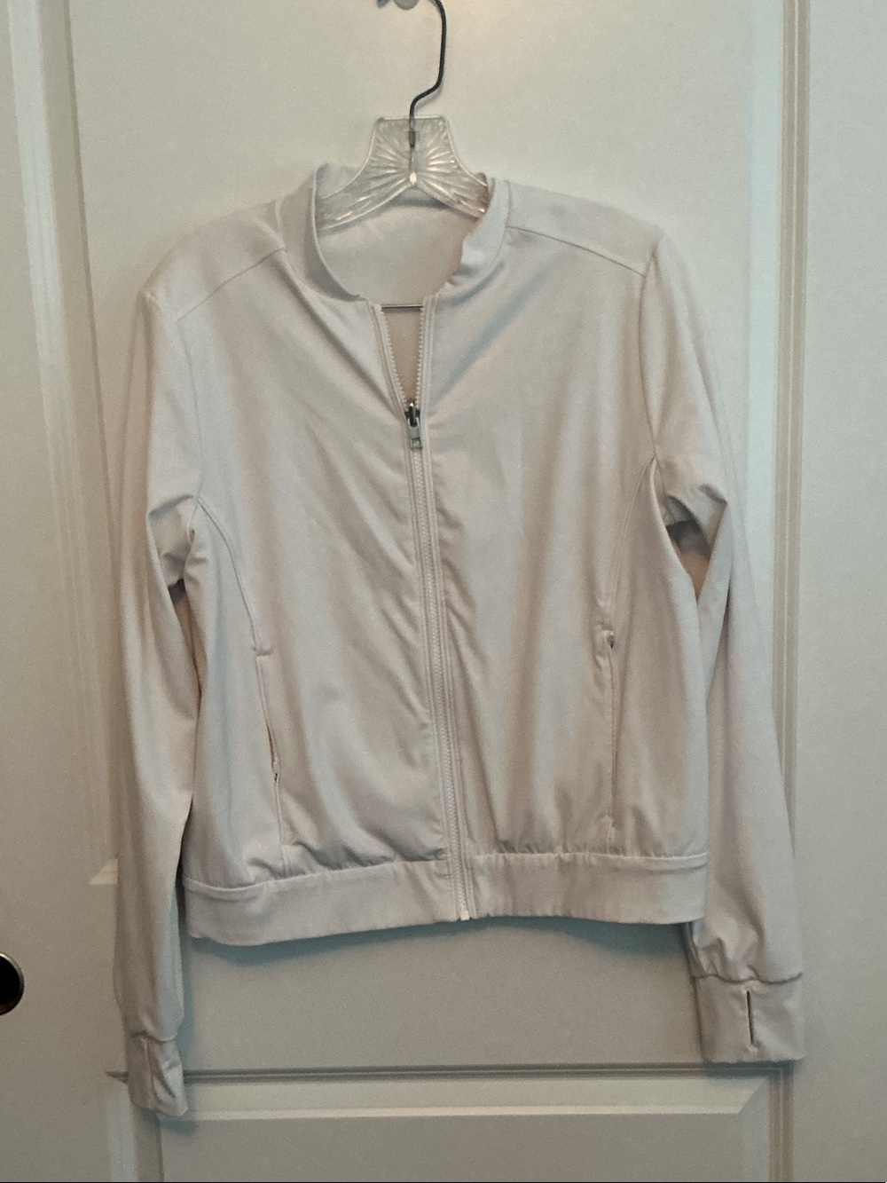 Athleta white Zip-Front Reversible Bomber Jacket